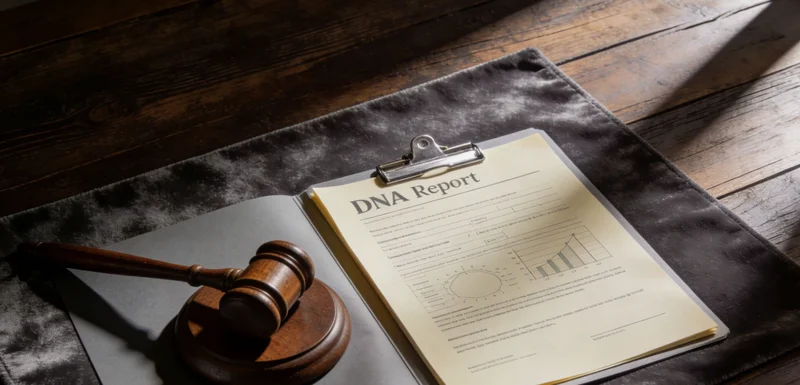 医生在诊室中，正向患者讲解基因