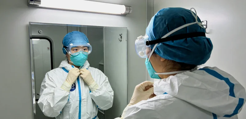 一位医生正在诊室内认真查看基因