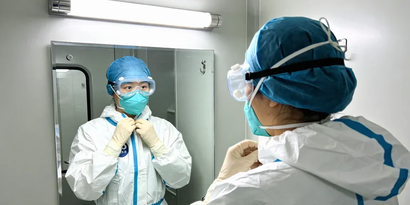 在医院办公室，医生正拿着检测报