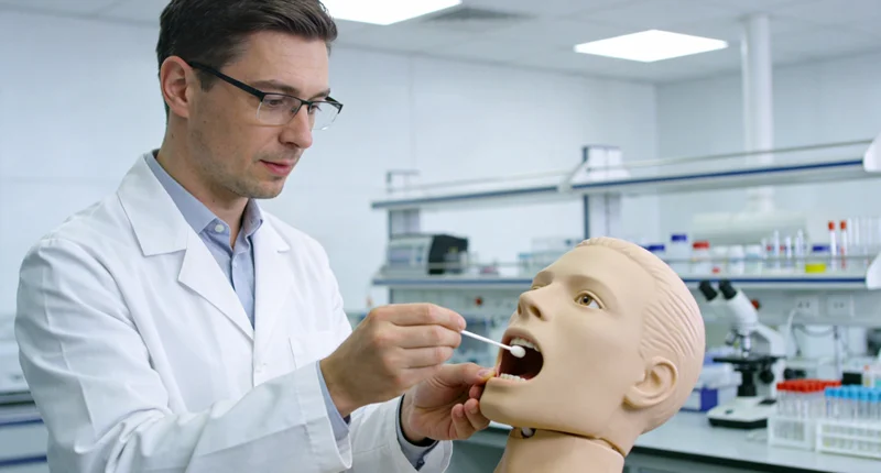 巴中家长使用口腔拭子为婴幼儿进