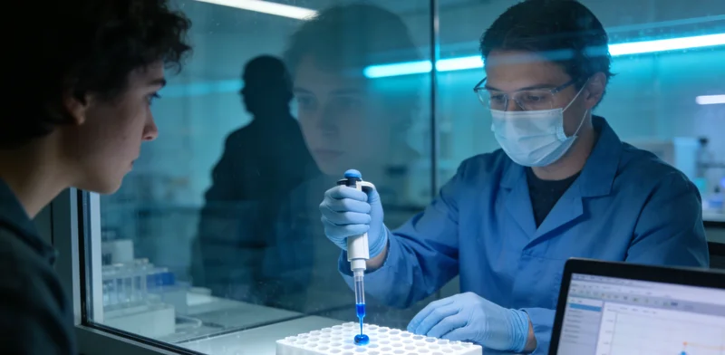 实验室内精密PCR仪器特写,展