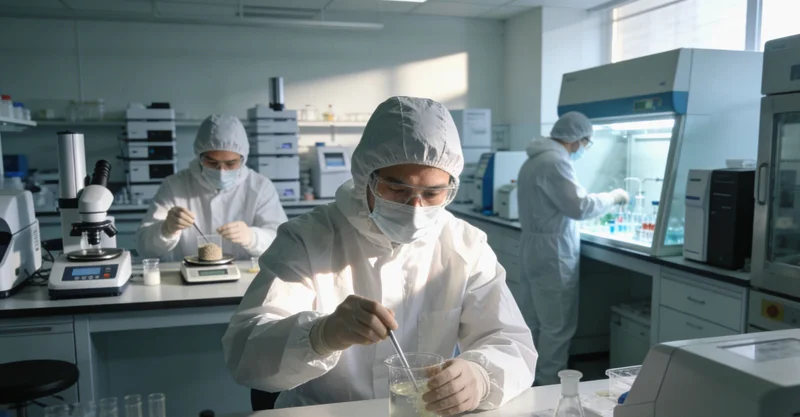 一位专业人士在实验室操作精密仪