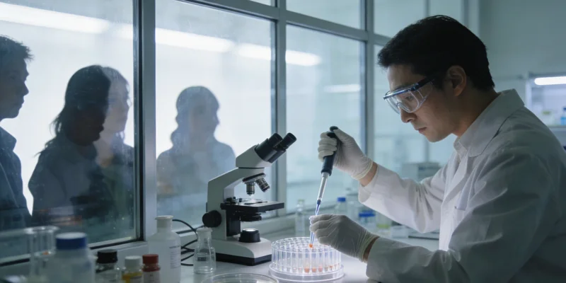 实验室技术人员正在进行基因检测