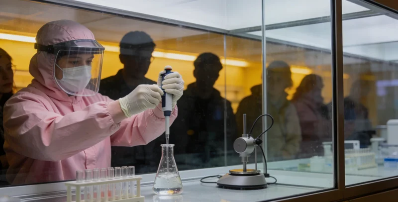 传统真菌培养皿与显微镜检视图,