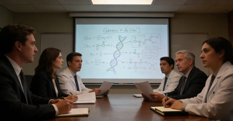 抽象图示：展示基因序列与药物分