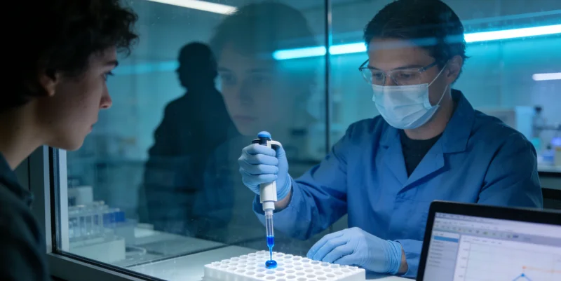 展示先进基因检测实验室的工作场