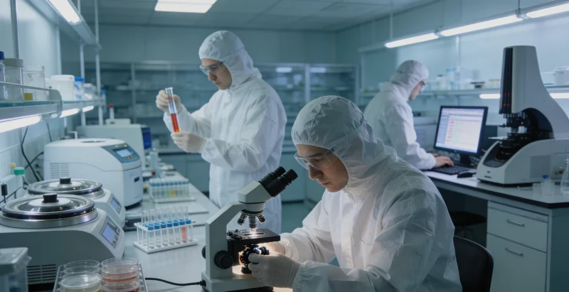 象征精准检测的DNA双螺旋或现