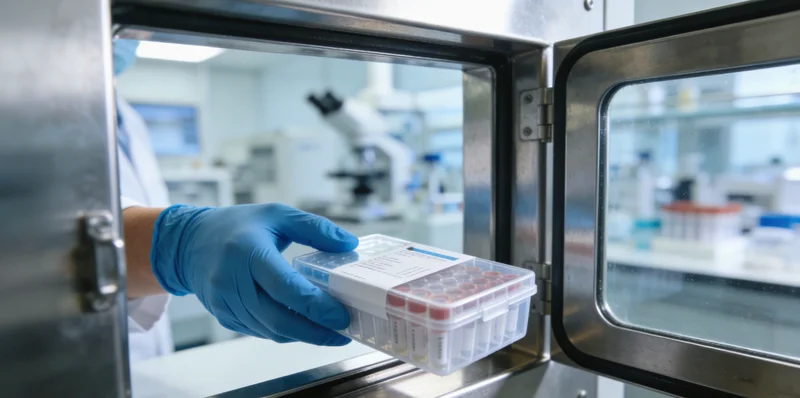 实验室技术人员在生物安全柜内进