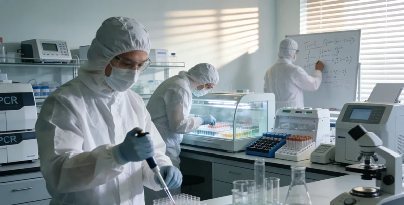 技术人员在生物安全柜内处理样本