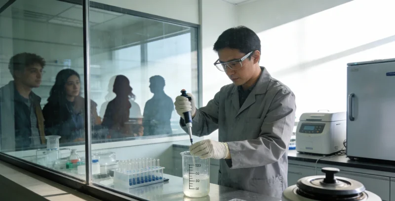 专业人员在实验室内操作精密仪器