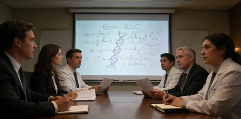 医学专家正在电脑前对一份详细的