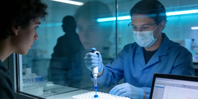 实验室中高通量测序仪正在运行的