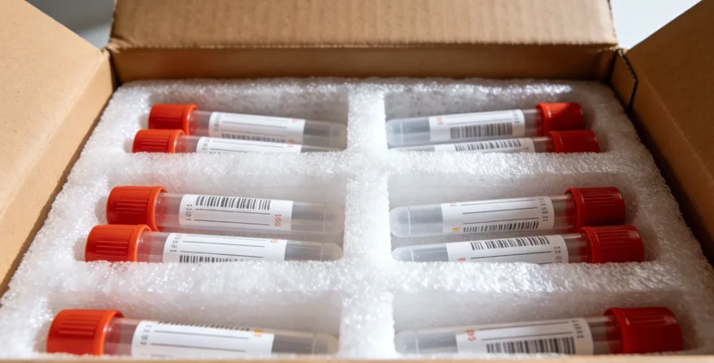 摆放在桌面的匿名采样工具包，体