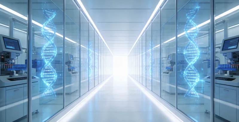 医生在办公室仔细阅读基因检测报