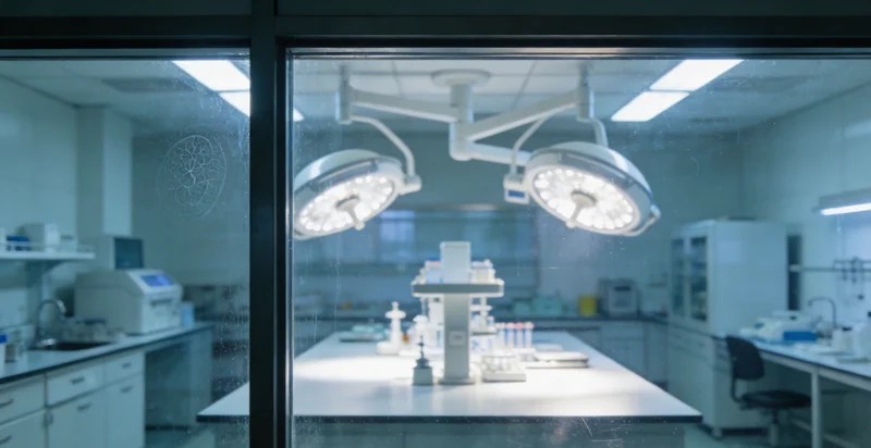 专业医学实验室内，技术人员正在