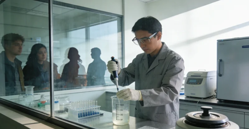 一家现代化医学实验室内部，工作