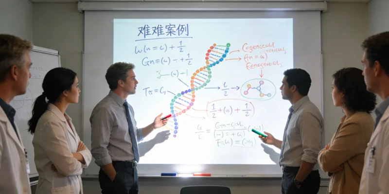 医生在办公室内根据检测报告与同