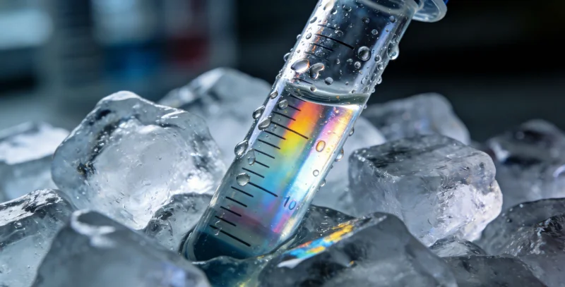 专业人员手持专业的生物样本冷链