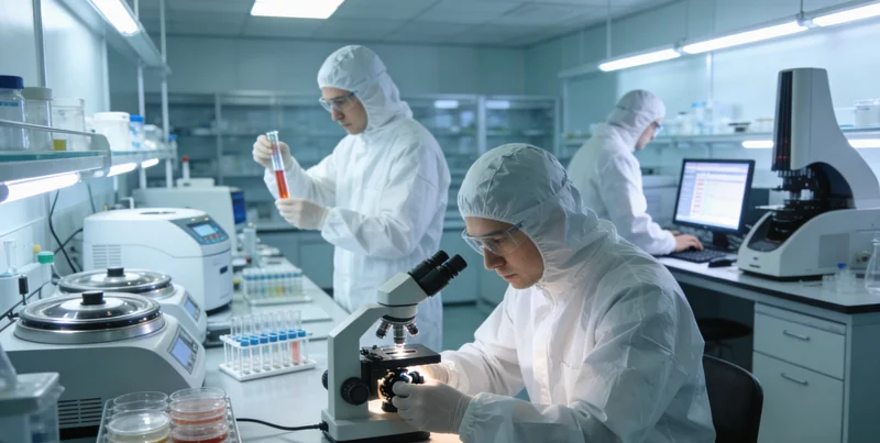 医生在现代化实验室中分析基因测