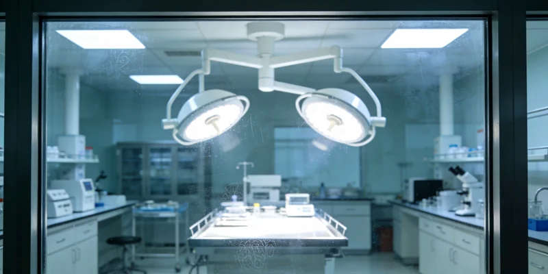 实验室内部景,聚焦在高通量测序