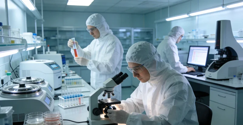 实验室里,穿戴防护装备的技术人