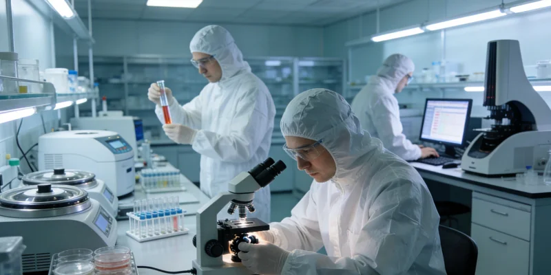 专业PCR实验室内部,技术人员