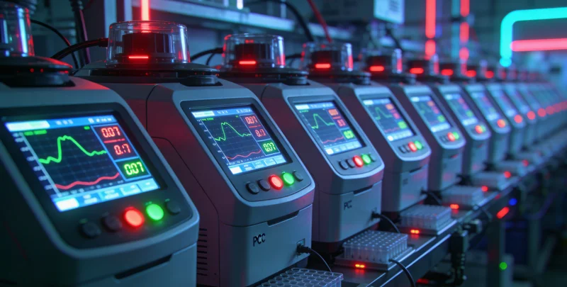 实验室内，技术人员正在操作精密