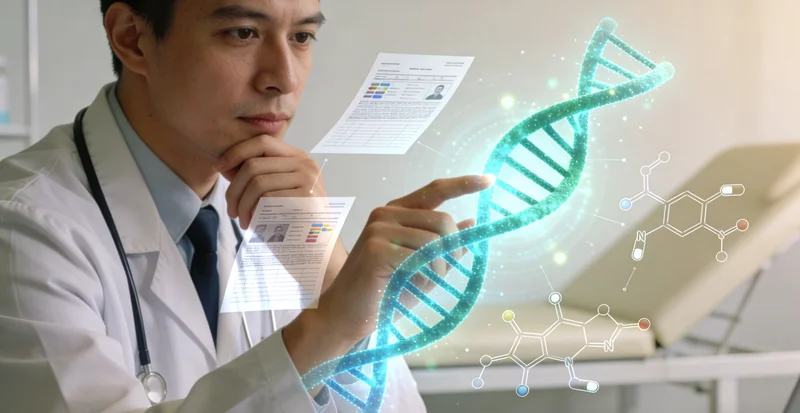 来宾患者查看基因检测报告并咨询