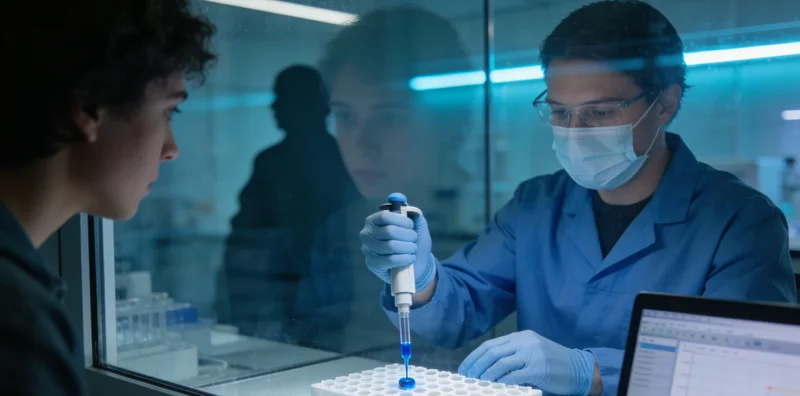 实验室技术人员正在操作精密仪器