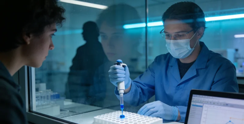 专业实验室内部进行样本检测工作