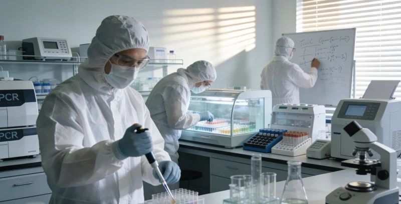 现代化基因测序实验室内部工作场