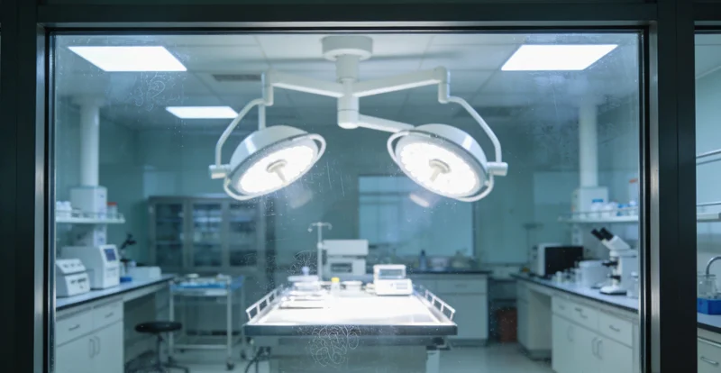 医生在实验室讨论检测报告的场景