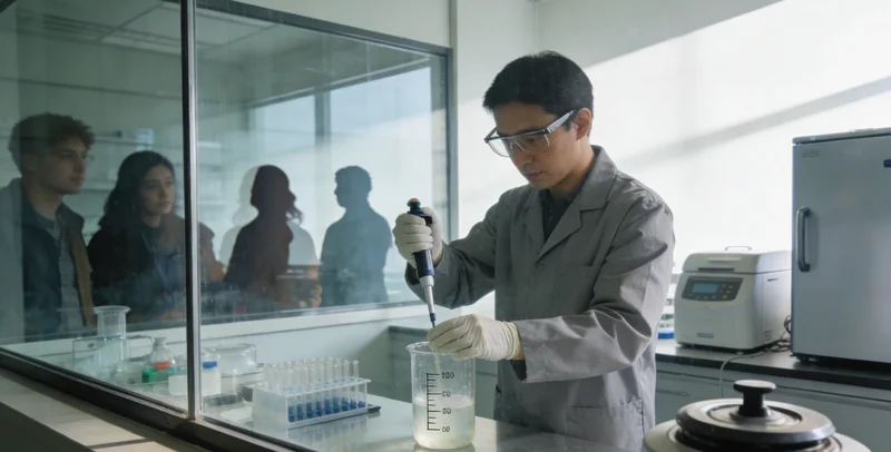 专业医学实验室内,技术人员正在