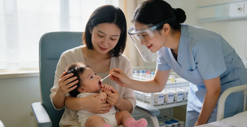 一位女性在诊室内与医生进行健康