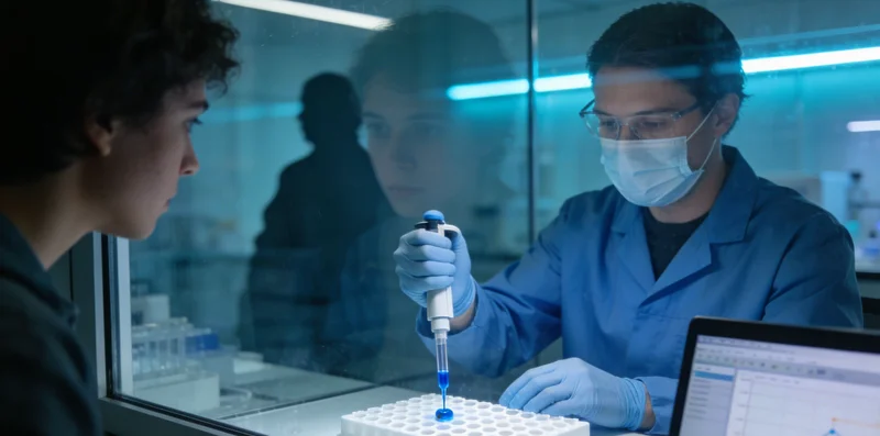 现代基因检测实验室中,技术人员