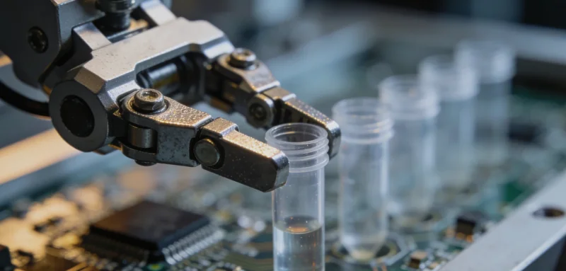 医生在办公室内认真查看基因检测