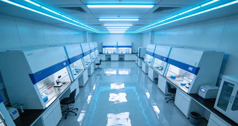 现代化医学实验室内部，技术人员