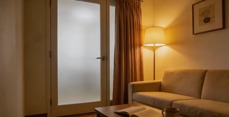 一位中年男性与家人看着报告,露