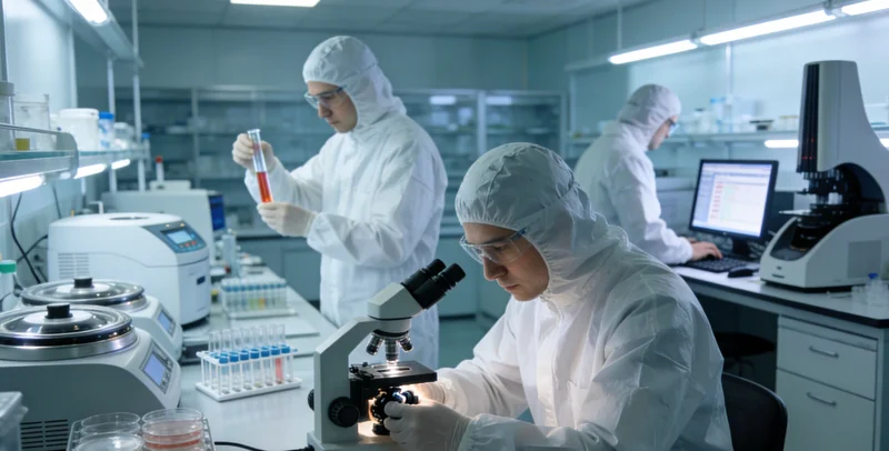 高科技实验室内部,技术人员正在