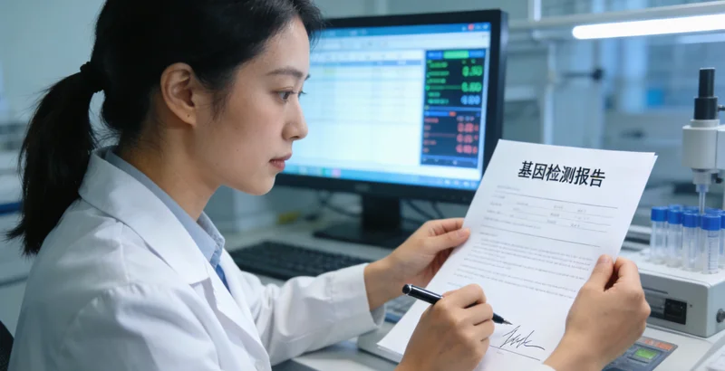 孟州女性在认真阅读基因检测报告