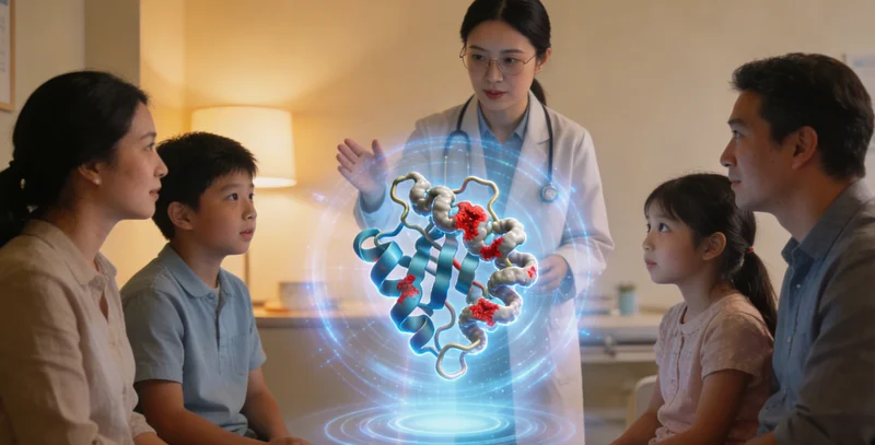 文山家庭在咨询室内讨论基因检测