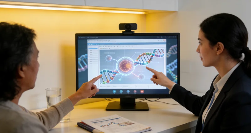 仪征医生向居民解释基因检测报告