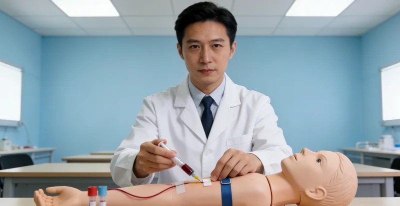 安达医院检验科护士进行静脉采血