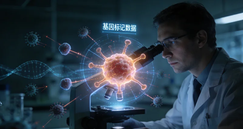 来宾肺癌患者与医生共同查看基因