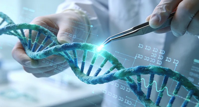 北京实验室显微镜与DNA链对比