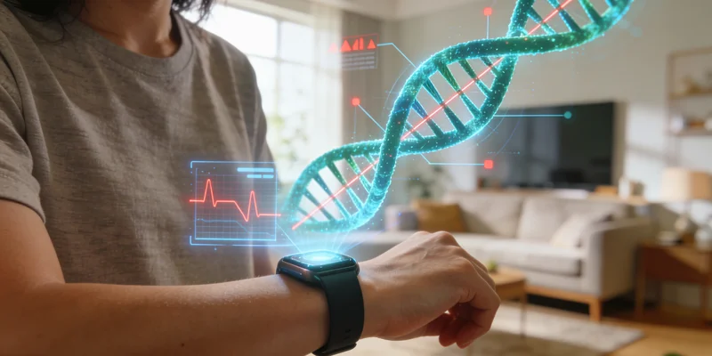 象征精准医疗的DNA双螺旋与阿