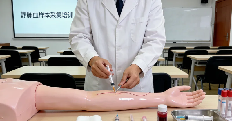 汨罗医院护士进行静脉血采样用于