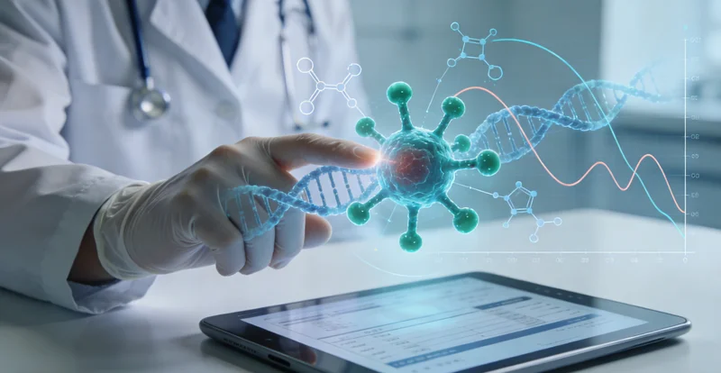 莱州病理科医生在显微镜下观察肿