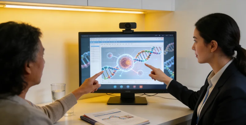 兰溪女性在诊室进行遗传咨询