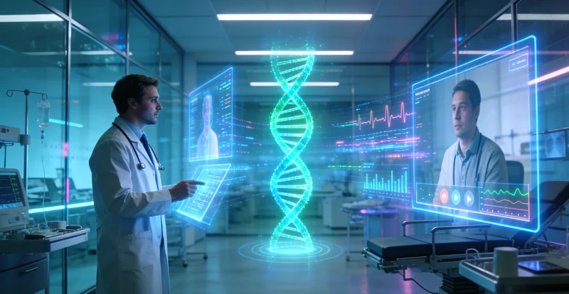 上海陆家嘴天际线与基因科技概念